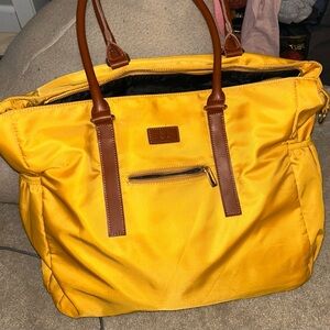 Yellow Tote Bag with Brown Handles - Teacher Tote